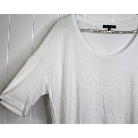 Lafayette 148 New York 100% Rayon White Scoop Neck Short Sleeve T Shirt Size M - Picture 3 of 5